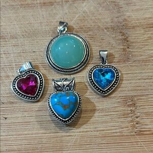 Silver and Gemstone Pendant Set